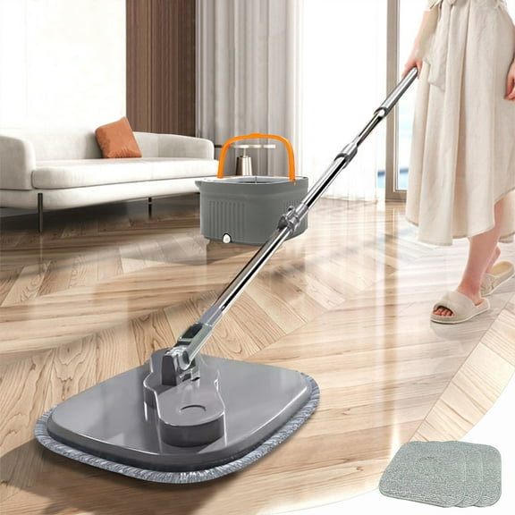 Usloyux Self-Separating Mop And Bucket Set, Telescopic Stainless Steel Mop With Wringer, Dual-Chamber Cleaning System For Floors Kitchen Bathroom, Efficient Floor Cleaning Tool