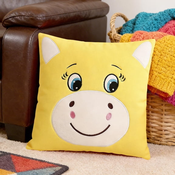 Usloyux Simulated Pet Animal Plush Pillow Case for Horse Year, Decorative Crying Horse Design Pillow Cover for Couch, Bed, and Home Decor