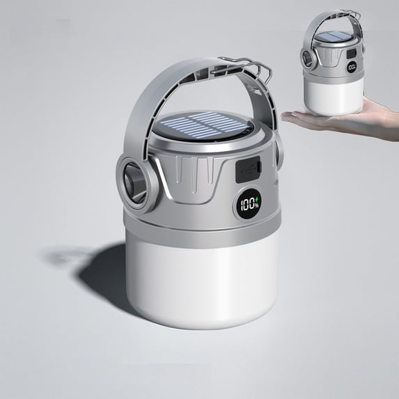 Usloyux Solar Camping Lanterns, Rechargeable Battery Powered Portable Lanterns for Outdoor Camping Hiking Emergency, Multi-Function LED Lantern with Solar Panel Charging, Indoor Outdoor Tent