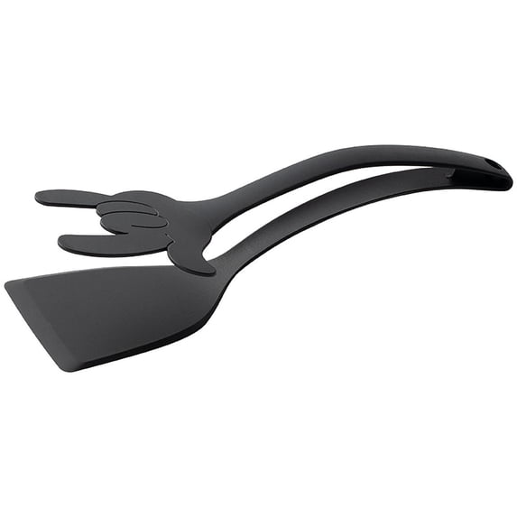 Usloyux Steak Flipper Spatula, Nylon Kitchen Utensil with Integrated Food Clip, Two-in-One Flipper Tongs for Grilling Frying Flipping Burgers Steaks Omelettes Pancakes, High Heat Resistant Non-Stick
