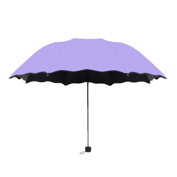 Usloyux Sun Protection Umbrella Folding Sunshade with UPF 50+ Windproof Design, Large Blue Water Activated Blooming Pattern Rain Umbrella for Beach Pool Outdoor Patio Garden Use