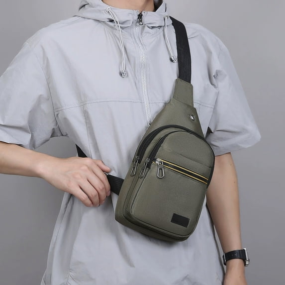 Usloyux Travel Sling Bag, Adjustable Shoulder Strap Chest Bag for Men & Women, Daypack with Multiple Compartments, Water Resistant, Earphone Hole, Outdoor Casual Bag