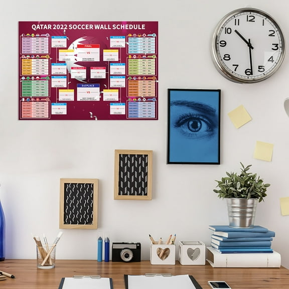 Usloyux UK Time 2022 World Cup Football Schedule Poster, Erasable Soccer Fixture Chart, British Time Zone Match Planner, Sports Wall Decor for Football Fans