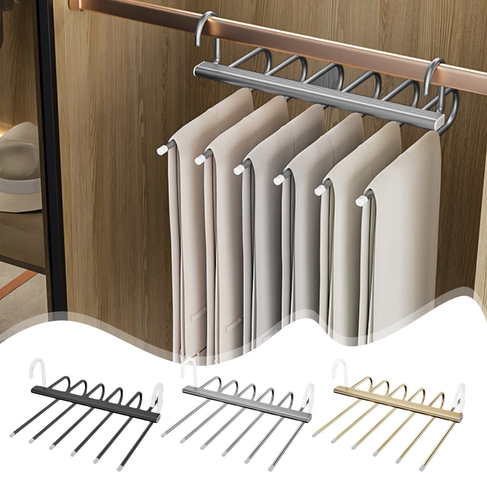 Usloyux Under $5 Multi Layer Folding Hanger, Stainless Steel Telescopic ...