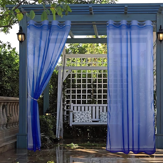 Usloyux Under $5 Outdoor Window Curtain, Water Resistant Patio Sheer Panel, Sun Shade Privacy Screen for Porch, Terrace Gazebo Window Treatment