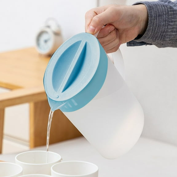 Usloyux Under $5 Plastic Cold Water Bottle,Large Capacity Plastic Juice Jug Beverage Kettle,Easy to Clean White Small Pitcher for Home Restaurant
