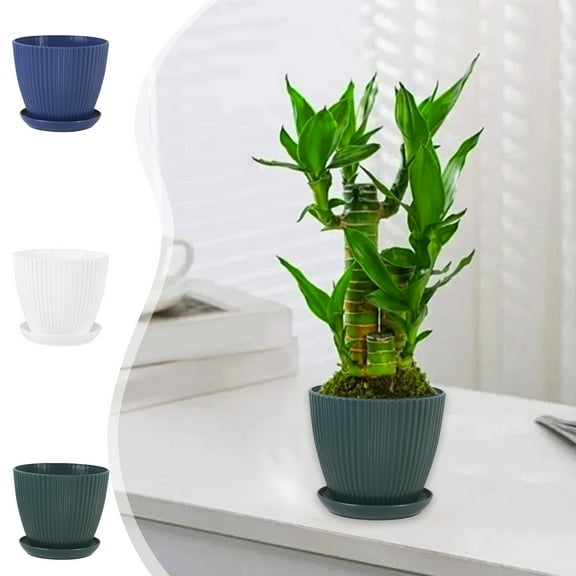 Usloyux Under $5 Plastic Plant Pots, 3.5 Inch Flower Containers, Drainage Holes with Saucers, Indoor Outdoor Gardening Pots for Succulents Herbs