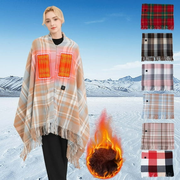 Usloyux Under $5 Rechargeable USB Heated Blanket, Three Heat Settings Warm Shawl, Portable Electric Throw for Chair, Soft Washable Heating Wrap