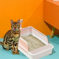 Usloyux Under $5 Semi Enclosed Cat Litter Box, High Side Splash Proof Litter Pan, Removable Cover Cat Toilet for Adults, Large Space Litter Box