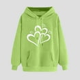 thumbnail image 1 of Usloyux Women's Cute Heart Print Hoodies Pullover Long Sleeve Sweatshirts with Pockets Casual Loose Fit Fall Winter Tops, Mint Green L, 1 of 6