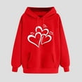 thumbnail image 1 of Usloyux Women's Cute Heart Print Hoodies Pullover Long Sleeve Sweatshirts with Pockets Casual Loose Fit Fall Winter Tops, Red M, 1 of 6