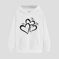 thumbnail image 1 of Usloyux Women's Cute Heart Print Hoodies Pullover Long Sleeve Sweatshirts with Pockets Casual Loose Fit Fall Winter Tops, White L, 1 of 6
