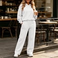 thumbnail image 1 of Usloyux Women's Plus Size 2 Piece Lounge Set Round Neck Long Sleeve Hoodie and Wide Leg Pants Matching Tracksuit Outfits with Drawstring Casual Loungewear, White S, 1 of 9