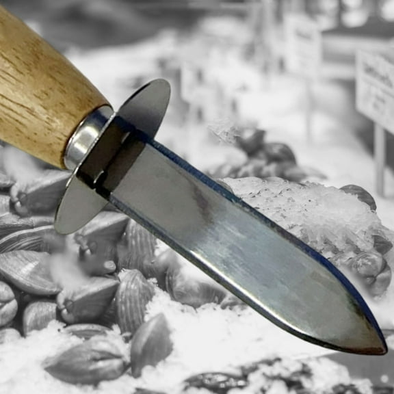 Usloyux under $5 Oyster Knife, Professional Oyster and Scallop Knife with Wooden Handle, Stainless Steel Shucking Tool for Seafood Shell Opening