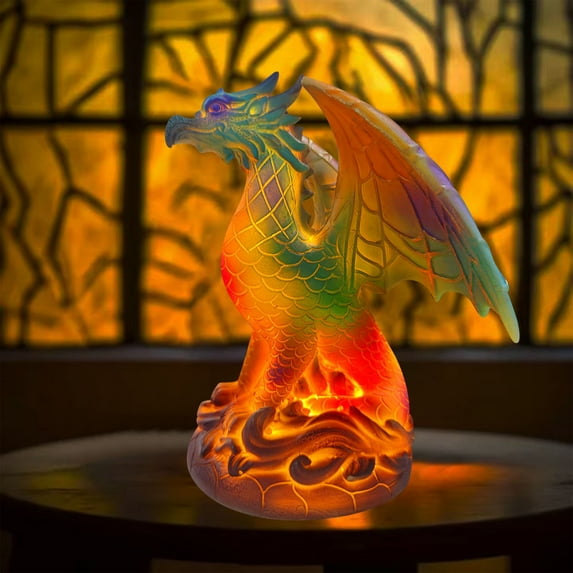 Usloyux under $5 Resin Dragon Desk Lamp, Colorful Tabletop Ornament with Artistic Stained Glass Effect, Elegant Light for Reading or Accent Lighting