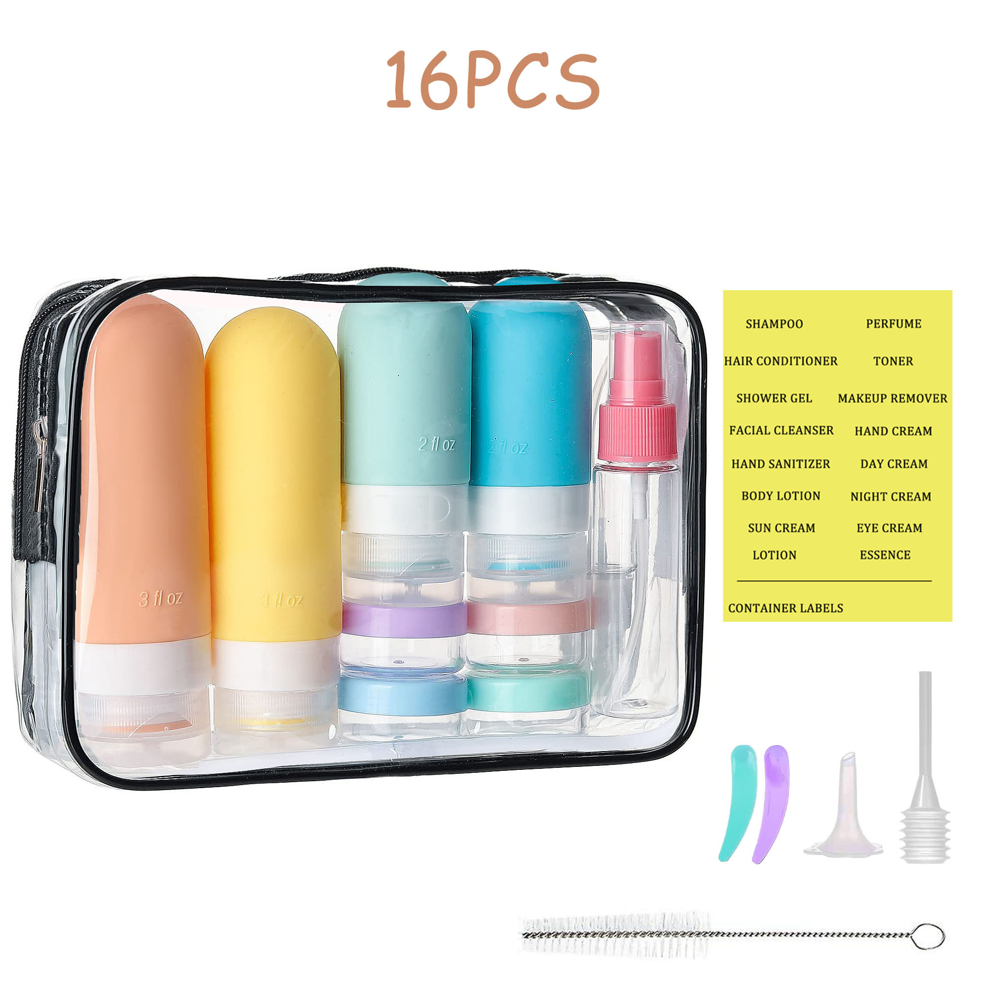 50/100/150ml Plastic Toner Lotion Bottles Refillable Travel Cosmetic Containers - Black Lid + Transparent Bottle - 150ml main image 0