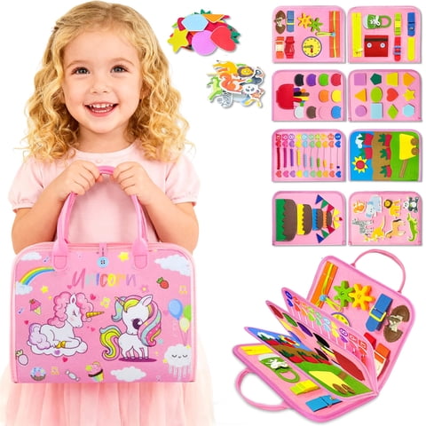 Usmallbee Busy Board, Montessori Busy Board for Toddlers 1 2 3 4 5 Year Old, Learning Life Skills Toys, Preschool Learning and Travel Toys for Boys and Girls
