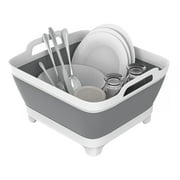 Usmallbee Collapsible Bucket with Handles, 2.4Gal / 9L Capacity Portable Sink with Drain Plug, Foldable Wash Basin, Foldable Plastic Tub for Camping, Washing and Finishing