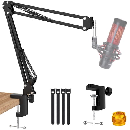 Usmallbee Microphone Stand, Boom Arm Mic Stand for Desk, Microphone Arm for HyperX QuadCast SoloCast Blue Yeti Fifine AM8 and Most Mic, 3/8" to 5/8" Screw Adapter