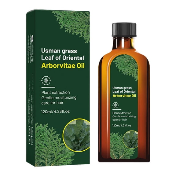 Usman Grass & Oriental Arborvitae Leaf Hair Oil, Plant Extraction, Gentle Moisturizing Hair Care, Nourishes Scalp & Strengthens Hair, Suitable for All Hair Types, for Women & Men