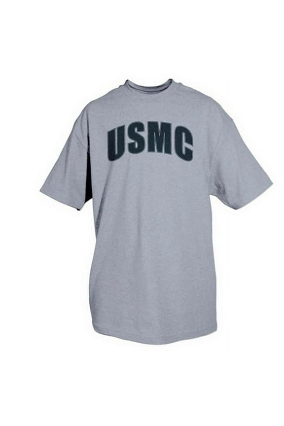 Usmc Grey T-Shirt With Black Imprint - Small