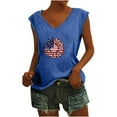 thumbnail image 1 of Usmisi 4th of July Tank Tops Breathable Loose Fit Patriotic Independence Day Shirts Vest Womens Fashion Sunflower Print V-Neck Sleeveless Summer Blouses Blue xxl, 1 of 5