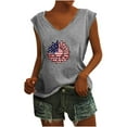 thumbnail image 1 of Usmisi 4th of July Tank Tops Breathable Loose Fit Patriotic Independence Day Shirts Vest Womens Fashion Sunflower Print V-Neck Sleeveless Summer Blouses Gray l, 1 of 5