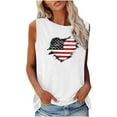 thumbnail image 1 of Usmisi 4th of July Tank Tops Comfy Loose Independence Day Patriotic Shirts Vest Womens Fashion American Flag Heart Print Crewneck Sleeveless Summer Blouses White xl, 1 of 4
