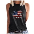 thumbnail image 1 of Usmisi 4th of July Tank Tops Independence Day Patriotic Loose Comfy Racerback Shirts Vest Womens Fashion USA Flag Print Crewneck Sleeveless Summer Blouses Black s, 1 of 5