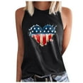 thumbnail image 1 of Usmisi 4th of July Tank Tops Independence Day Patriotic Regular Fit Racerback Shirts Vest Womens Fashion Heart Flag Print Round Neck Sleeveless Summer Blouses Black l, 1 of 5