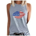 thumbnail image 1 of Usmisi 4th of July Tank Tops Independence Day Patriotic Regular Fit Racerback Shirts Vest Womens Fashion Lips Flag Print Crewneck Sleeveless Summer Blouses Gray l, 1 of 5