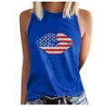 thumbnail image 1 of Usmisi 4th of July Tank Tops Independence Day Patriotic Regular Fit Racerback Shirts Vest Womens Fashion Lips Flag Print Crewneck Sleeveless Summer Blouses Blue xxl, 1 of 5