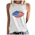 thumbnail image 1 of Usmisi 4th of July Tank Tops Independence Day Patriotic Regular Fit Racerback Shirts Vest Womens Fashion Lips Flag Print Crewneck Sleeveless Summer Blouses White xxl, 1 of 5