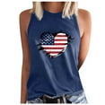 thumbnail image 1 of Usmisi 4th of July Tank Tops Independence Day Patriotic Shirts Loose Fit Racerback Vest Womens Fashion Heart American Flag Print Crewneck Sleeveless Summer Blouses Navy l, 1 of 5