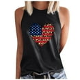 thumbnail image 1 of Usmisi 4th of July Tank Tops Independence Day Patriotic Shirts Loose Fit Racerback Vest Womens Fashion Leopard Heart Print Round Neck Sleeveless Summer Blouses Black s, 1 of 5