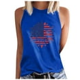 thumbnail image 1 of Usmisi 4th of July Tank Tops Loose Basic Independence Day Patriotic Racerback Shirts Vest Womens Fashion Sunflower Flag Print Crewneck Sleeveless Summer Blouses Blue m, 1 of 5