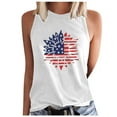thumbnail image 1 of Usmisi 4th of July Tank Tops Loose Basic Independence Day Patriotic Racerback Shirts Vest Womens Fashion Sunflower Flag Print Crewneck Sleeveless Summer Blouses White m, 1 of 5