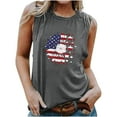 thumbnail image 1 of Usmisi 4th of July Tank Tops Loose Fit Racerback Vest Independence Day Patriotic Tshirts Womens Fashion Sunflower US Flag Print Crewneck Sleeveless Summer Blouses Gray m, 1 of 6
