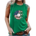 thumbnail image 1 of Usmisi 4th of July Tank Tops Loose Fit Racerback Vest Independence Day Patriotic Tshirts Womens Fashion Sunflower US Flag Print Crewneck Sleeveless Summer Blouses Green s, 1 of 6