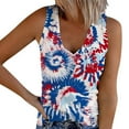 thumbnail image 1 of Usmisi 4th of July Tank Tops Plus Size Knitted Ribbed Independence Day Patriotic Shirt Vest Womens Fashion American Flag Print V-Neck Sleeveless Summer Blouses Blue s, 1 of 5