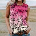 thumbnail image 1 of Usmisi Tank Tops Floral Print Crewneck Sleeveless T Shirts for Women Plus Size Casual Summer Racerback Vest Blouse Hot Pink XL, 1 of 5