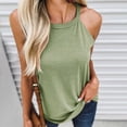 thumbnail image 1 of Usmisi Tank Tops Plain Crewneck Sleeveless T Shirts for Women Summer Soft Breathable Loose Strap Vest Blouse Green XXL Up to 65% off, 1 of 7