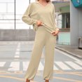 thumbnail image 1 of Usmixi 2 Piece Lounge Sets for Women Fleece Pajamas Sets Women V Neck Long Sleeve Pullover and Long Pants 2 PC Sets Casual Solid Homewear Sets Sleepwear Plush Loungewear Sets Under $10, 1 of 7