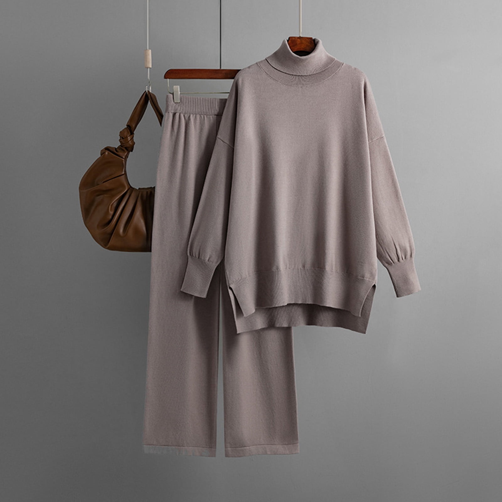 Elegant Turtleneck Sweater & Wide-Leg Pants Set