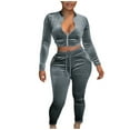 thumbnail image 1 of Usmixi 2 Piece Lounge Sets for Women Womens Gold Velvet 2 Piece Outfit Sets Sexy Zip Cropped Coat and Drawstring Long Pant Lounge Sets Workout Sports Casual Solid Tracksuit Sets Under $10, 1 of 6