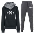 thumbnail image 1 of Usmixi 2 Piece Tracksuit for Women Sweatsuit Sets for Women Trendy ECG Print Hooded Sweatshirt and Jogger Pant Lounge Sets with Pocket Sports Pullover Hoodies Two Piece Outfits Clearance Under $10, 1 of 2