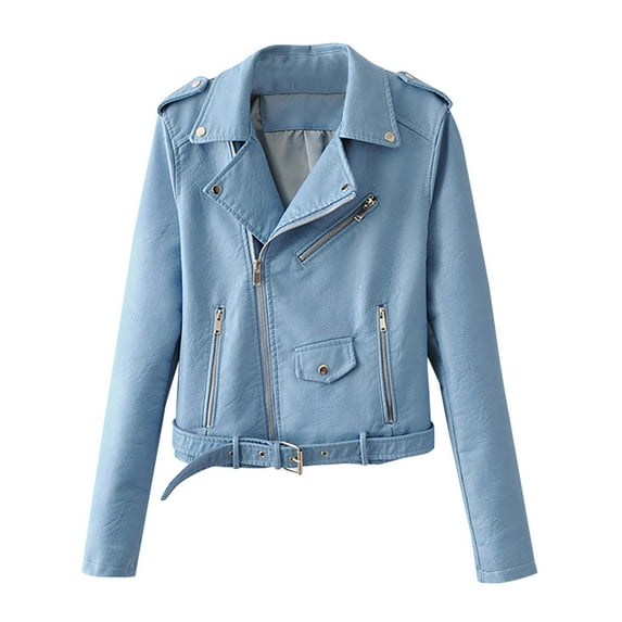 Usmixi 2023 Leather Coat for Women Winter Womens Bomber Coat Lightweight Faux Leather Long Sleeve Lapel PU Jacket Plus Size Fashion Pocket Solid Zip up Short Outwear with Belt Weekly