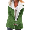 thumbnail image 1 of Usmixi 2023 Plush Coat for Women Casual Overcoat for Women Long Sleeve Open Button Down Solid Loose Outerwear Thickened Warm Lapel Fleece Lined Jacket Coats Winter Plush Coat, 1 of 4