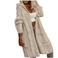 thumbnail image 1 of Usmixi 2023 Sweater Coat for Women Womens Sweater Cardigan Long Sleeve Fall Open Front Knit Long Coat Casual Solid Loose Hooded Trench Outerwear Overcoats Winter Sweater Coat, 1 of 7