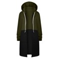 thumbnail image 1 of Usmixi 2023 Sweatshirt Coat for Women Winter Long Overcoat for Women Fashion Color Block Open Zip Drawstring Hooded Sweatshirt Coat Fall Lightweight Loose Trench Jacket with Pocket Weekly, 1 of 3